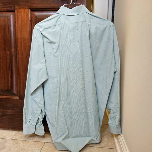 J Crew Men's Green Striped Dress Shirt, Sz 16.5 / 35 - Picture 6 of 10